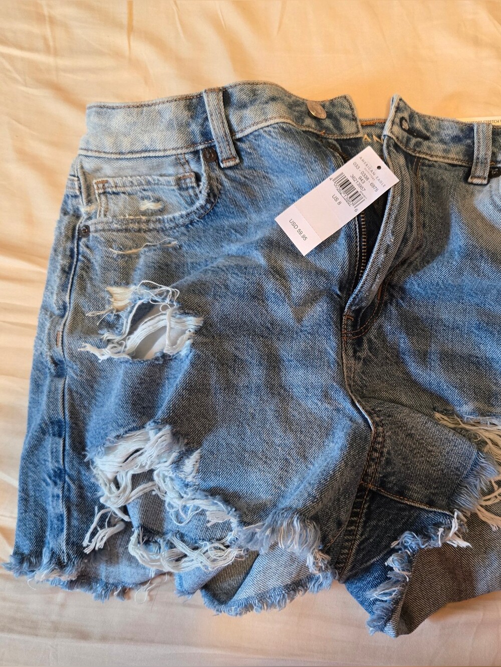 American Eagle Light Blue Mom Denim Shorts with Comfort Stretch Waistband
